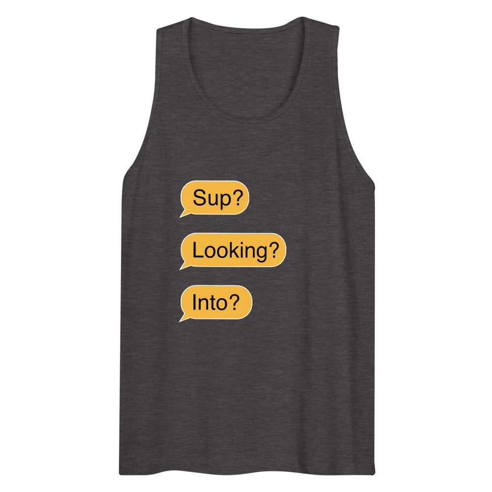 Sup? Looking? Into? (Tank Top) - Charcoal Heather