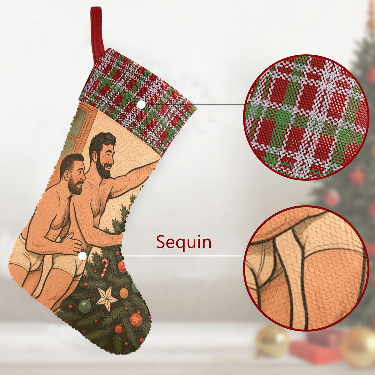 Deck the Balls (Sequin Christmas Stocking)-Christmas Stockings-Swish Embassy