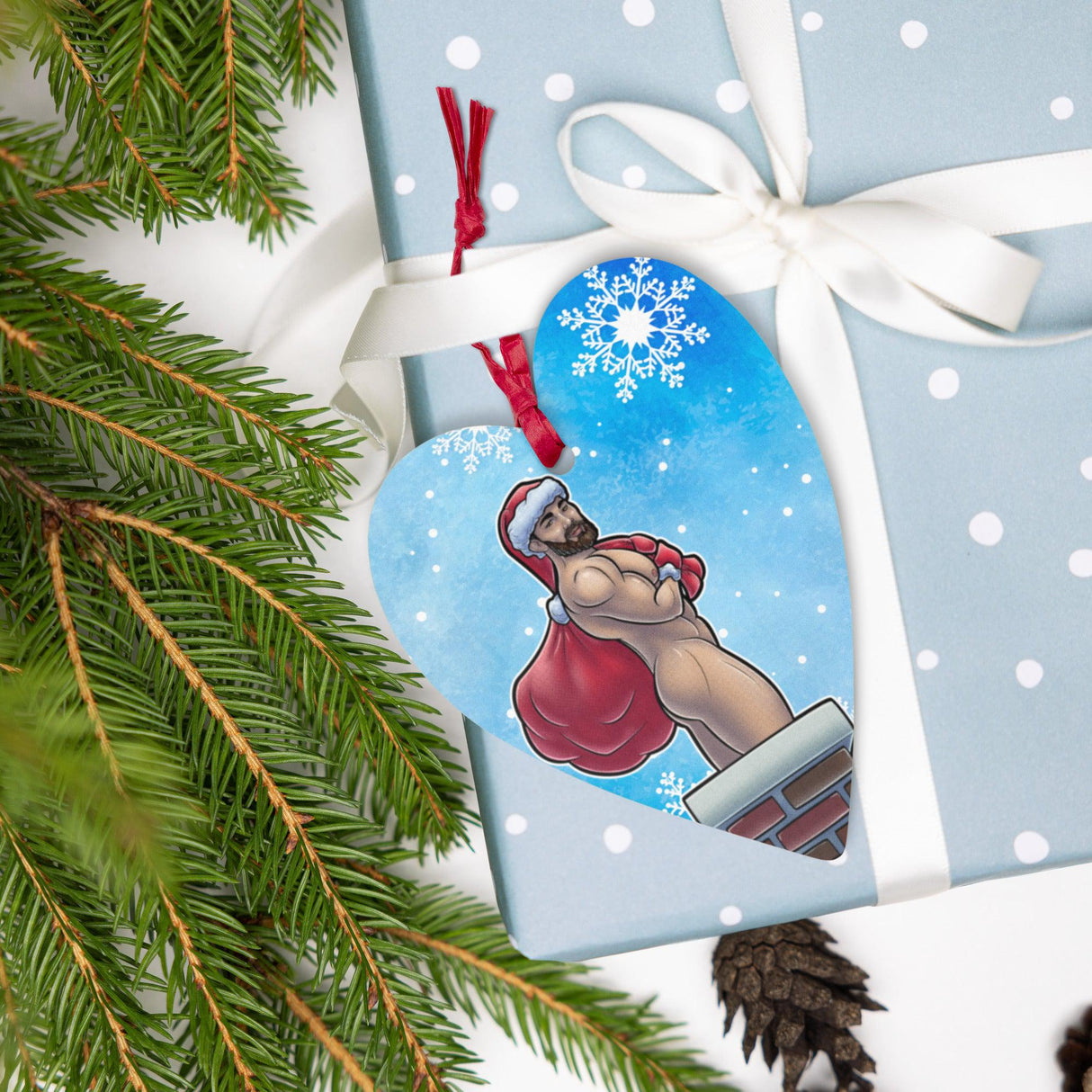 Hurry Down the Chimney (Ornament/Fridge Magnet)-Wood Ornament-Swish Embassy