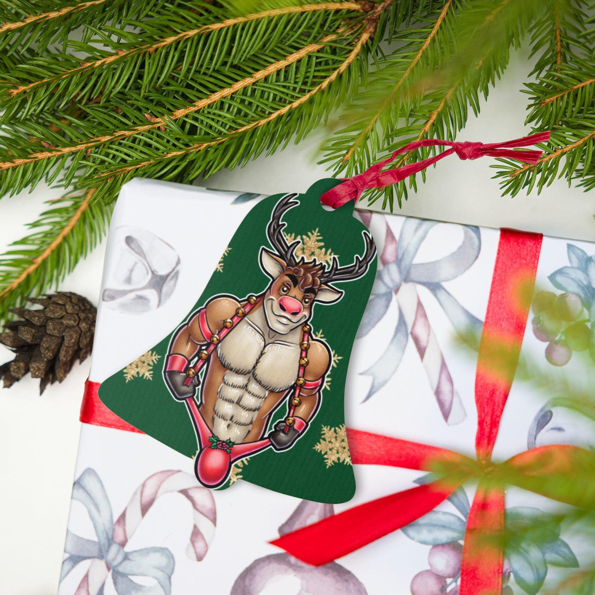 The Reindeer Loved Him (Ornament/Fridge Magnet)-Wood Ornament-Swish Embassy