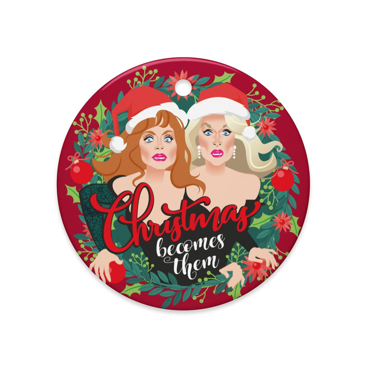 Xmas Becomes Them (Ceramic Ornament)-Ceramic Ornament-Swish Embassy