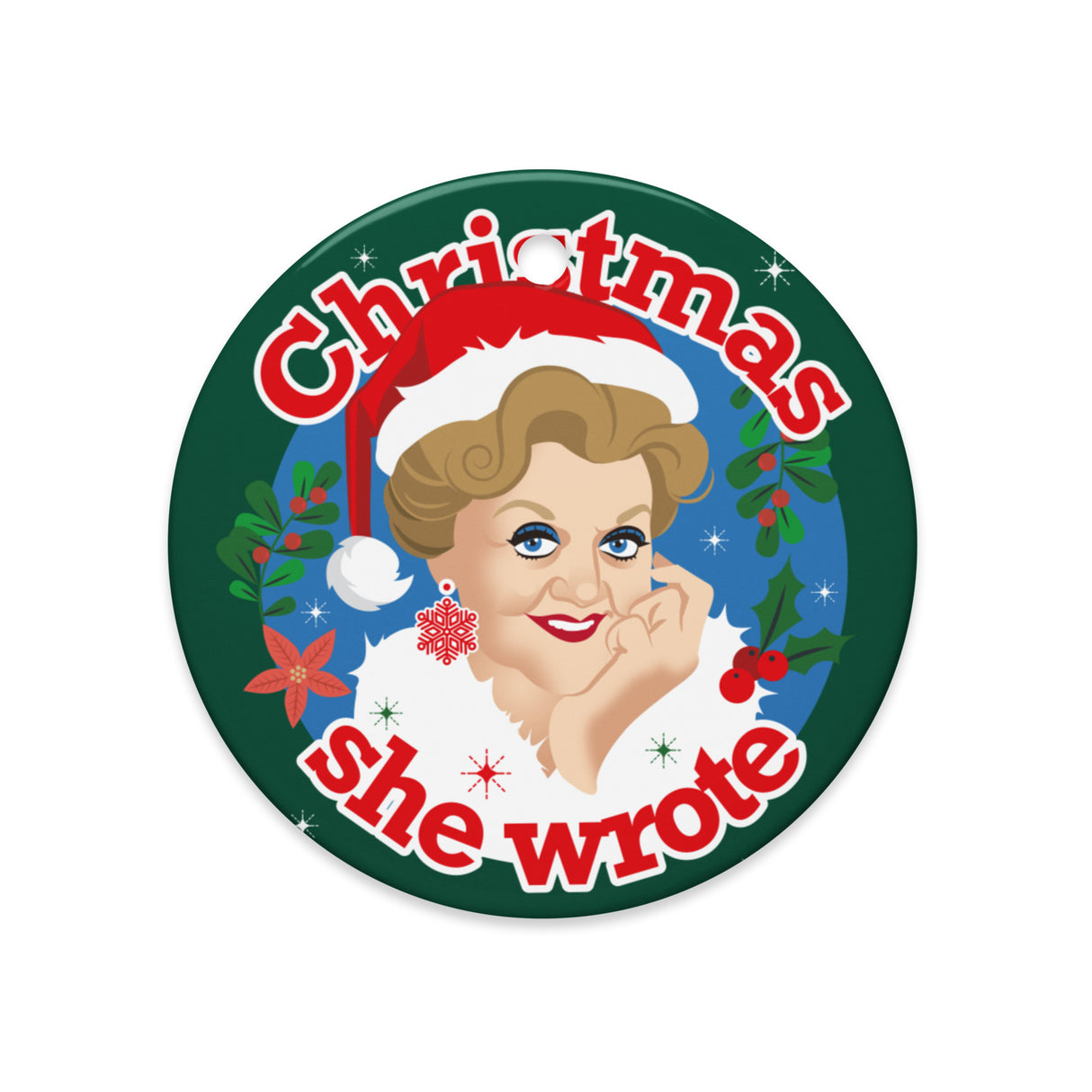 Xmas She Wrote (Ceramic Ornament)-Ceramic Ornament-Swish Embassy