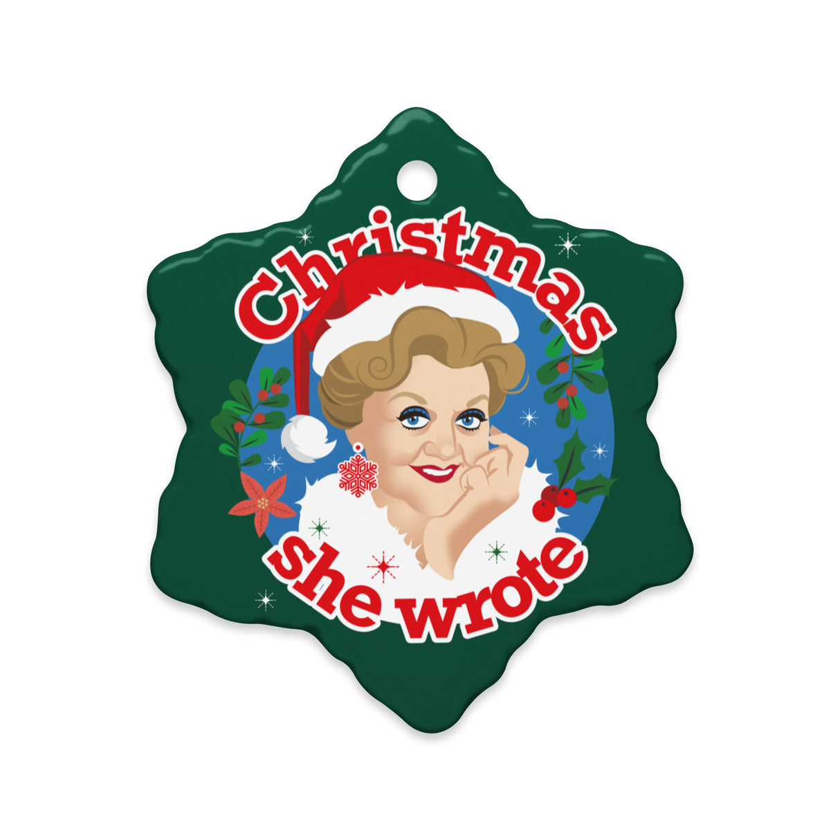 Xmas She Wrote (Ceramic Ornament)-Ceramic Ornament-Swish Embassy