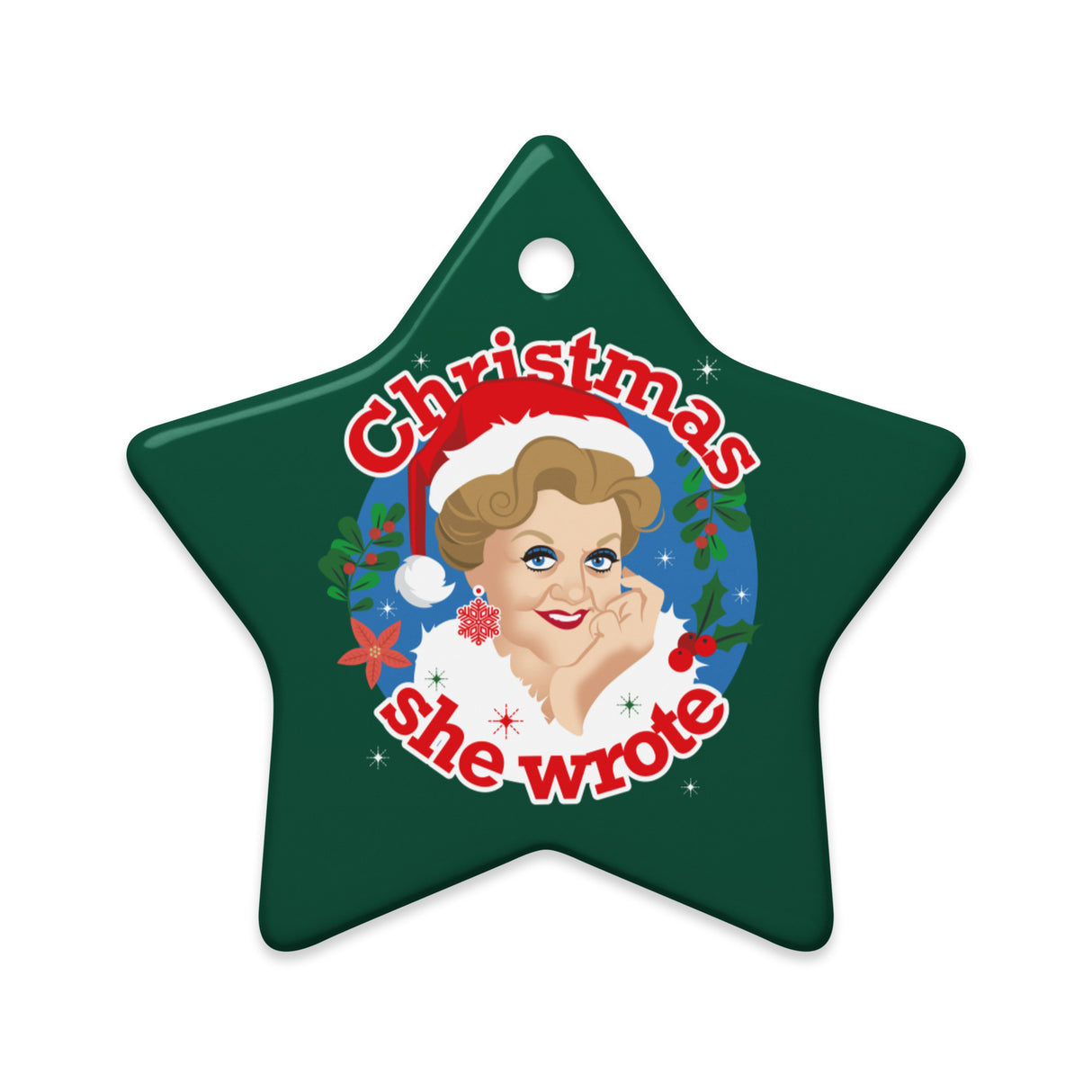 Xmas She Wrote (Ceramic Ornament)-Ceramic Ornament-Swish Embassy
