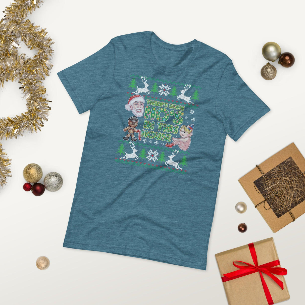 Hos In This House (Ugly Christmas)-T-Shirts-Swish Embassy