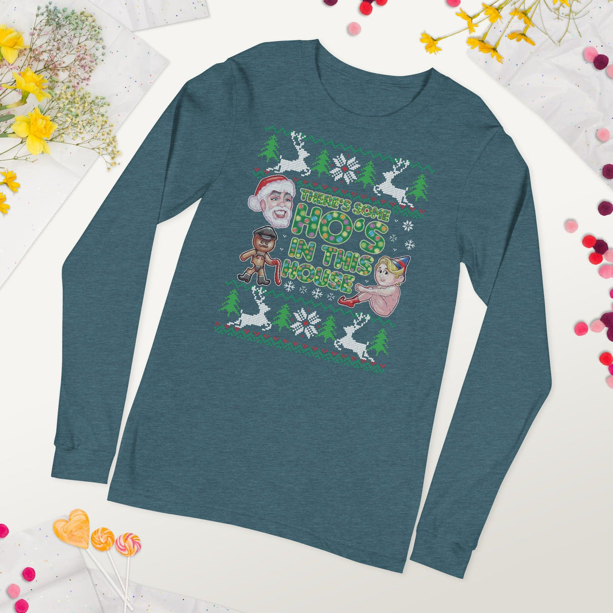 Hos In This House (Ugly Christmas)-T-Shirts-Swish Embassy