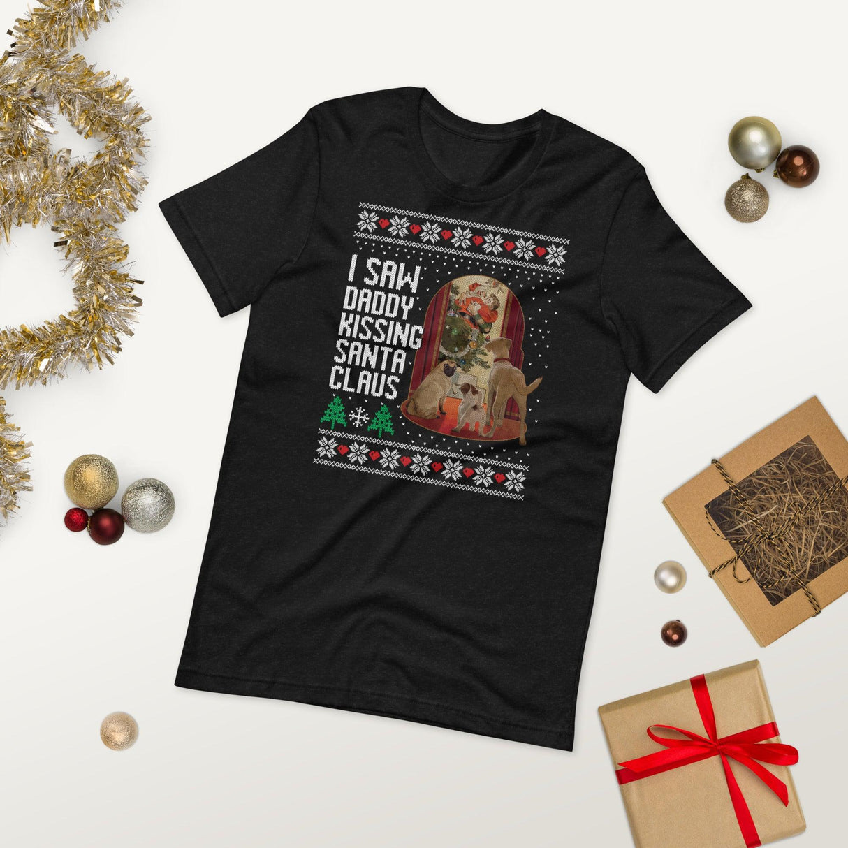 I Saw Daddy Kissing Santa Claus (Ugly Christmas)-Christmas T-Shirts-Swish Embassy