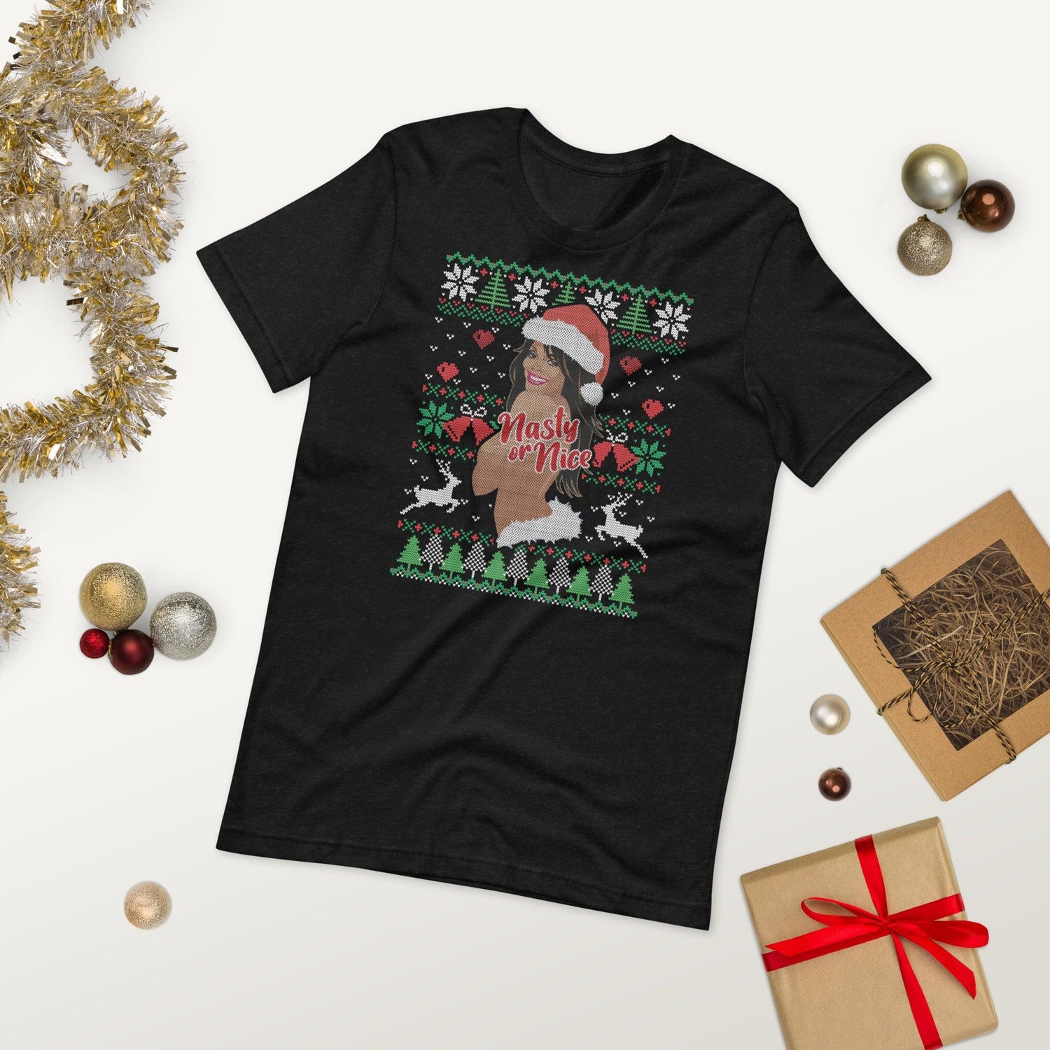Nasty or Nice (Ugly Christmas)-T-Shirts-Swish Embassy