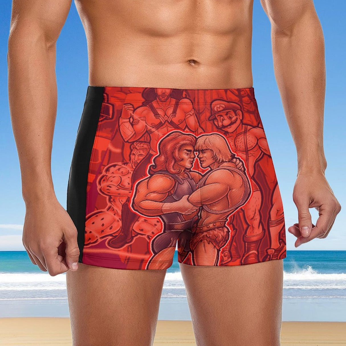 Pop Boys Red (Square Cut Trunks)