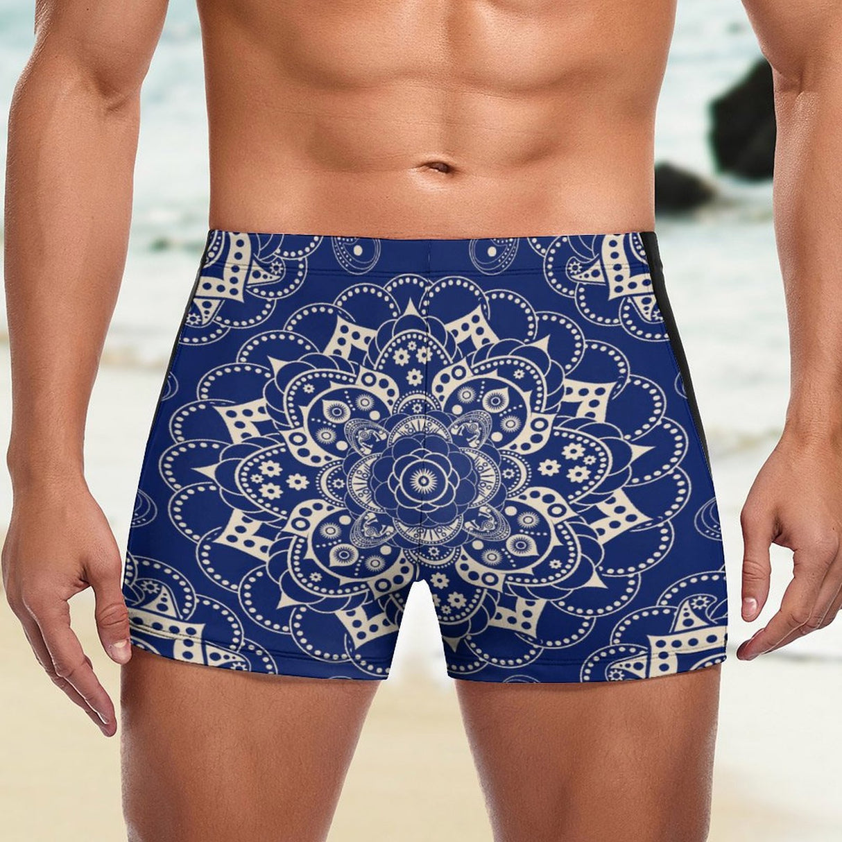 Blue Mendala (Square Cut Trunks)