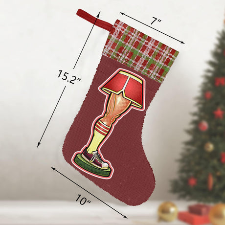 A Christmas Lamp (Sequin Christmas Stocking)-Christmas Stockings-Swish Embassy