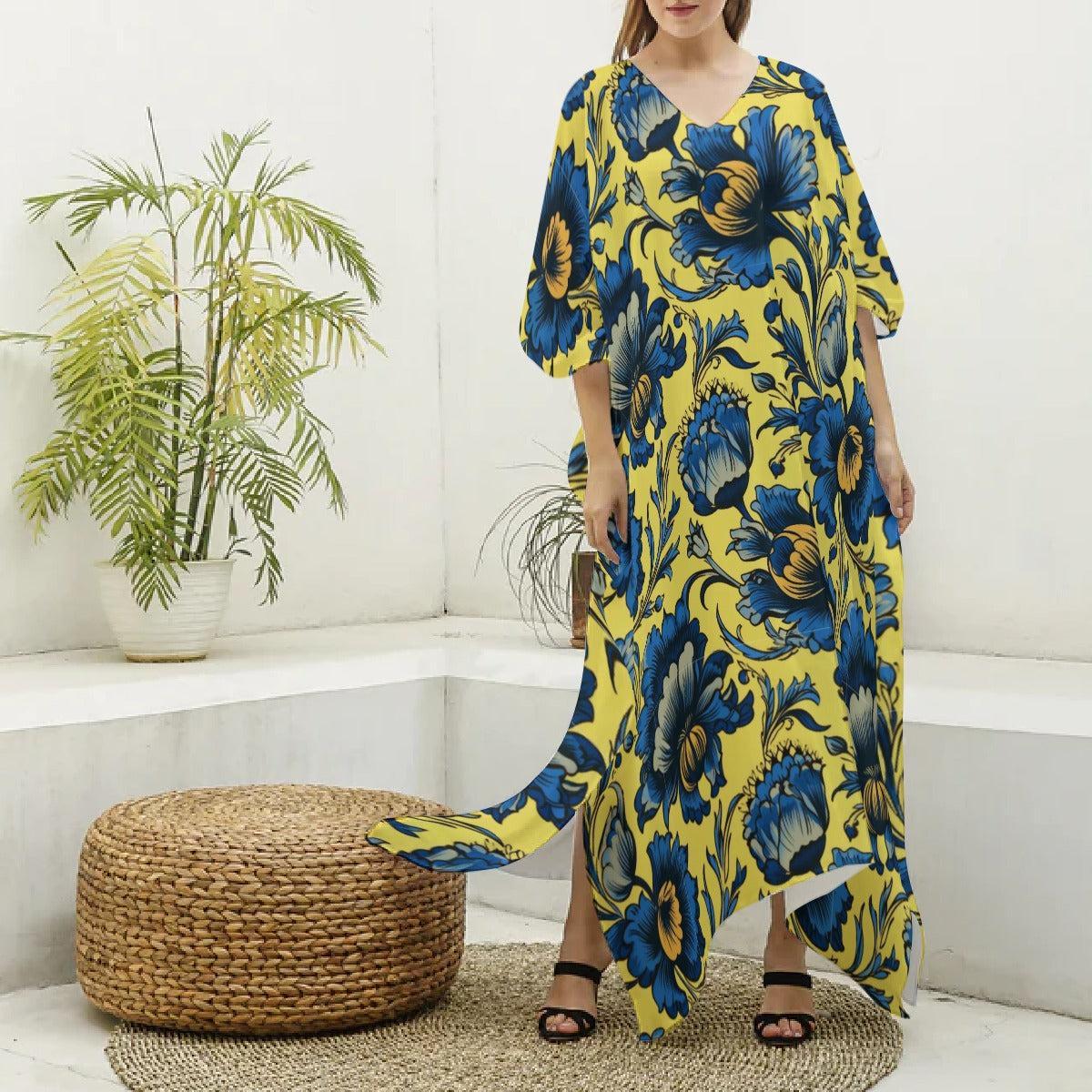 Azure Bloomscape (Kaftan)-Kaftan-Swish Embassy