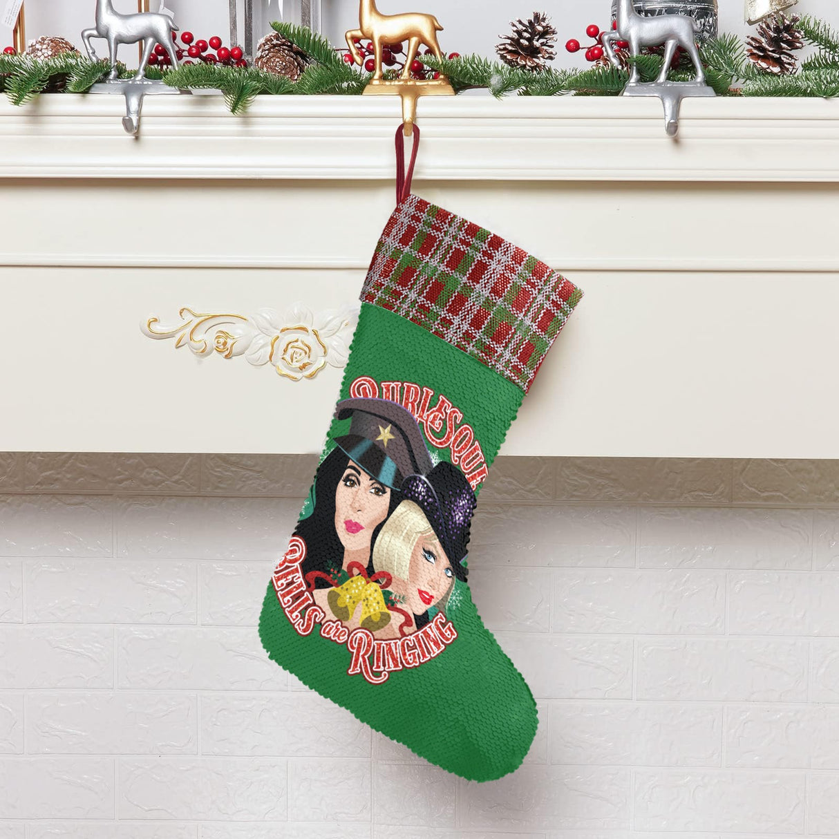 Bells are Ringing (Sequin Christmas Stocking)-Christmas Stockings-Swish Embassy