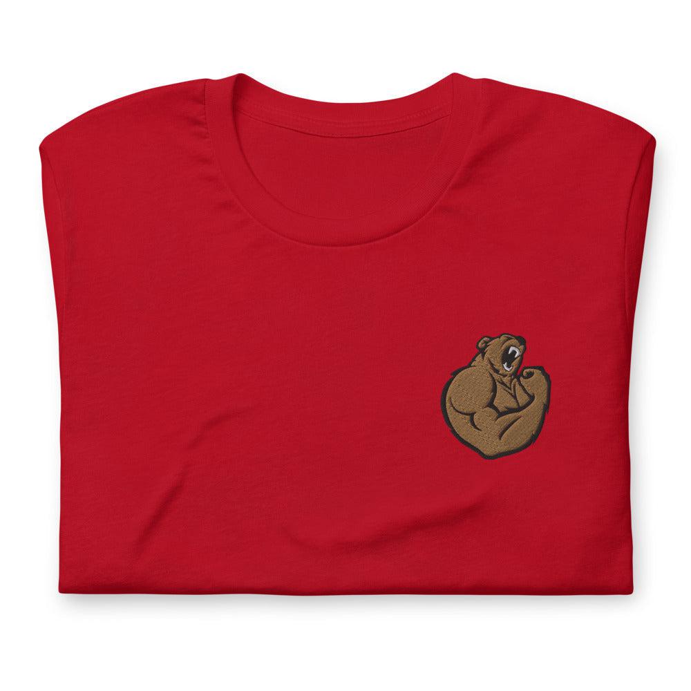 Bicep Bear (Embroidered)-Embroidered T-Shirts-Swish Embassy