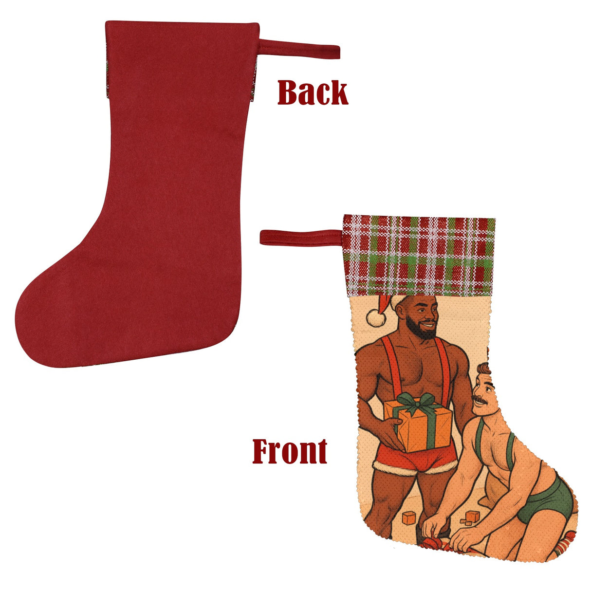 Checking the List (Sequin Christmas Stocking)-Christmas Stockings-Swish Embassy