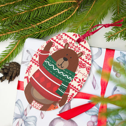 Christmas Bear (Ornament/Fridge Magnet)-Wood Ornament-Swish Embassy