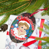 Christmas She Wrote (Ornament/Fridge Magnet)-Wood Ornament-Swish Embassy