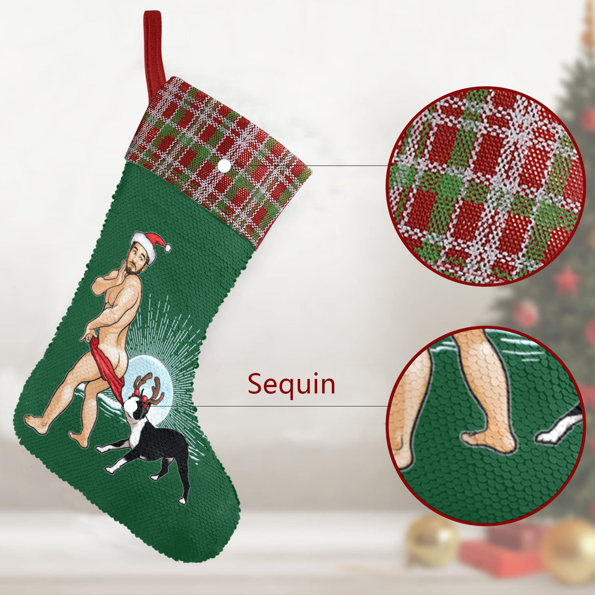 Copper Elf (Sequin Christmas Stocking)-Christmas Stockings-Swish Embassy