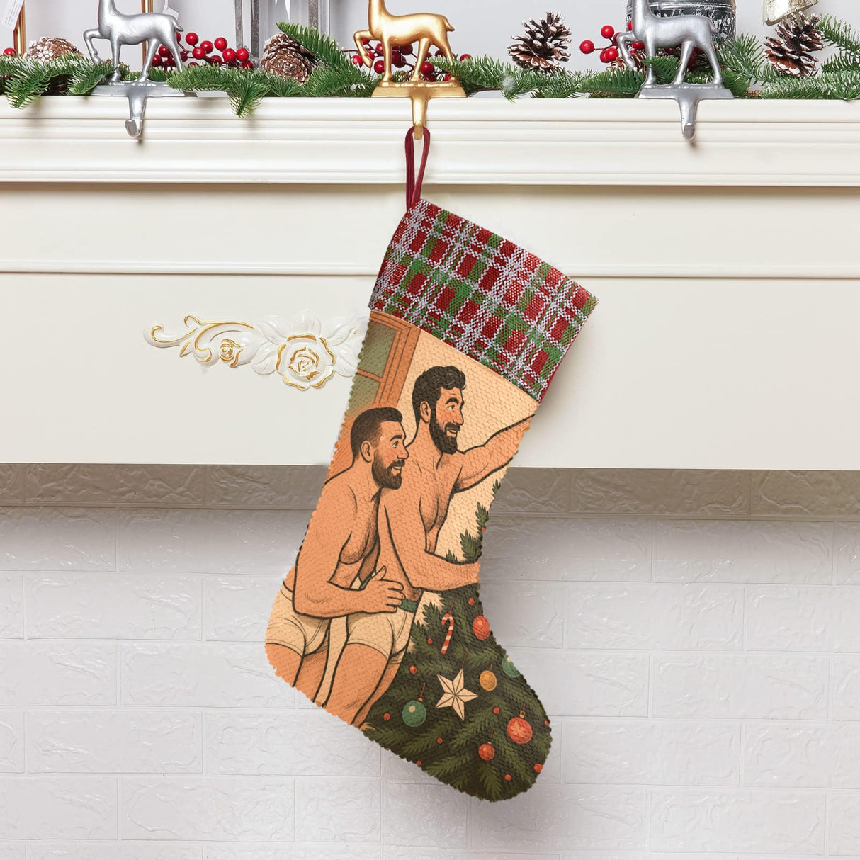 Deck the Balls (Sequin Christmas Stocking)-Christmas Stockings-Swish Embassy