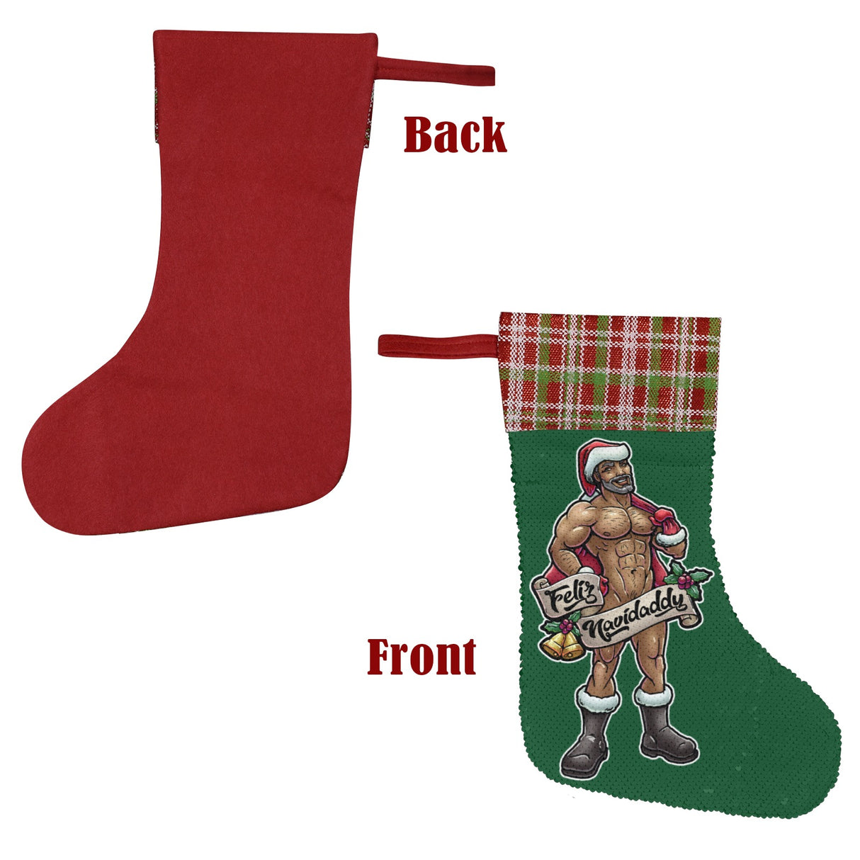 Feliz Navidaddy (Sequin Christmas Stocking)-Christmas Stockings-Swish Embassy