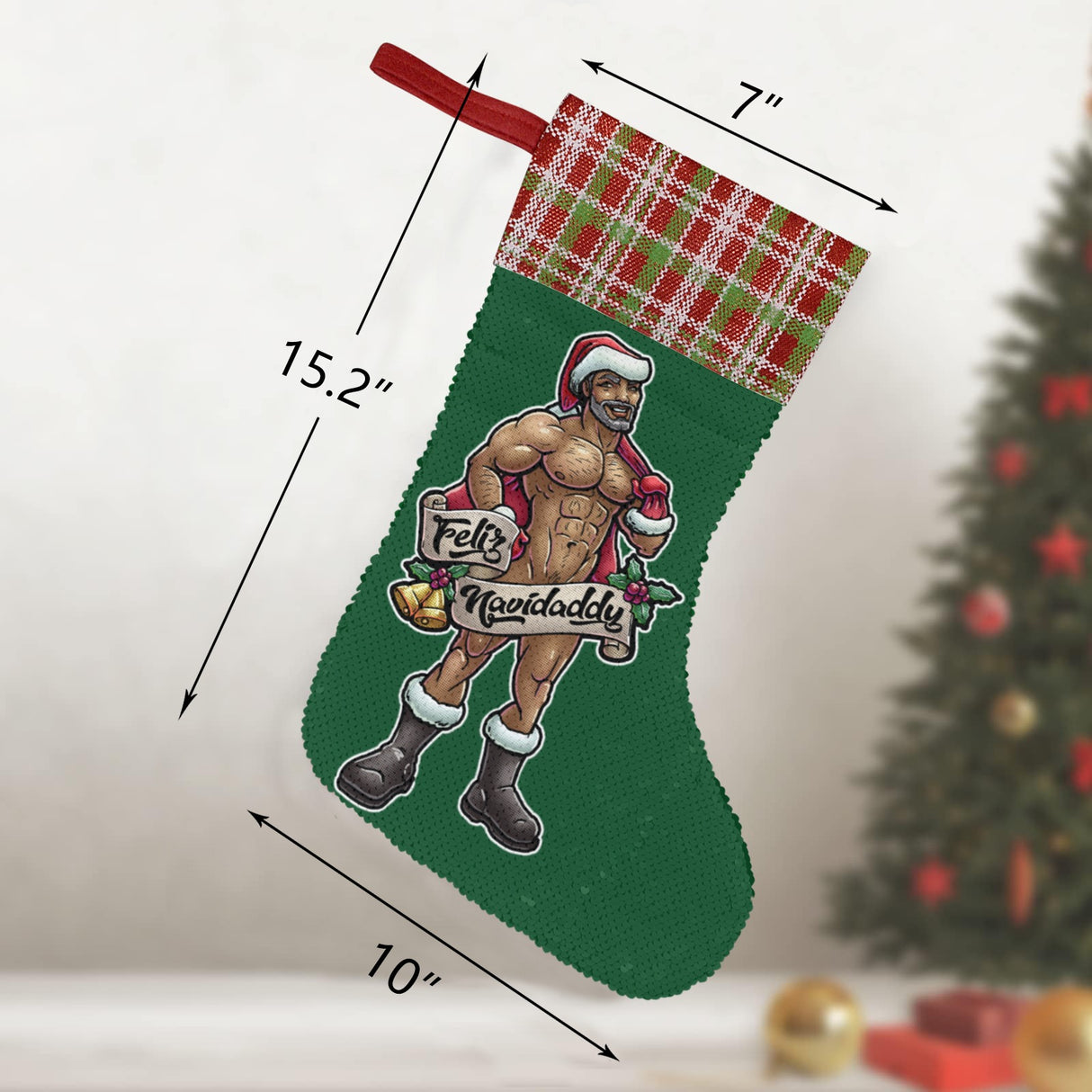 Feliz Navidaddy (Sequin Christmas Stocking)-Christmas Stockings-Swish Embassy