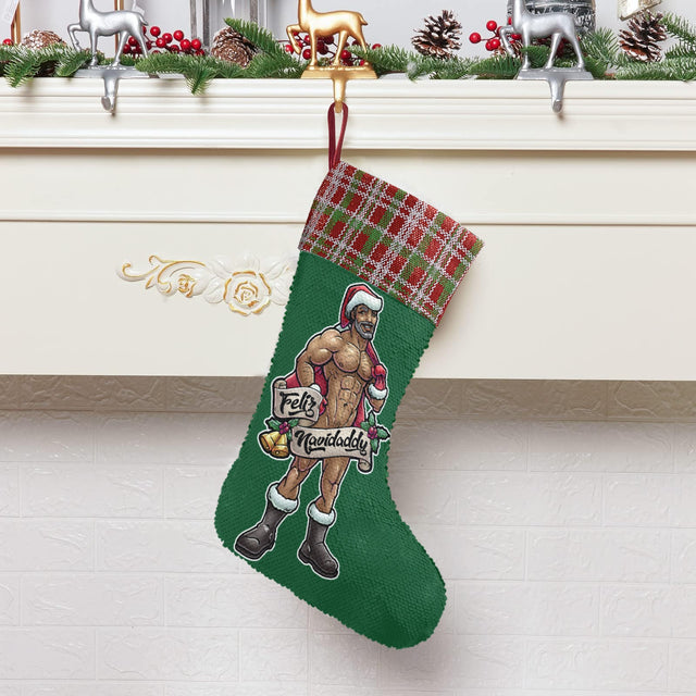 Feliz Navidaddy (Sequin Christmas Stocking)-Christmas Stockings-Swish Embassy