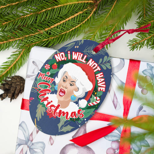 GG No I Will Not Have A Merry Xmas (Ornament/Fridge Magnet)-Wood Ornament-Swish Embassy