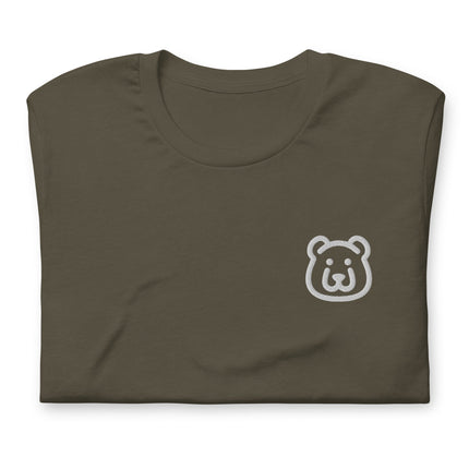 Happy Bear (Embroidered)-Embroidered T-Shirts-Swish Embassy