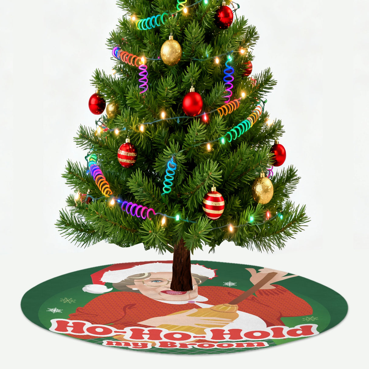 Ho Ho Hold My Broom (Tree Skirt)-Tree Skirts-Swish Embassy