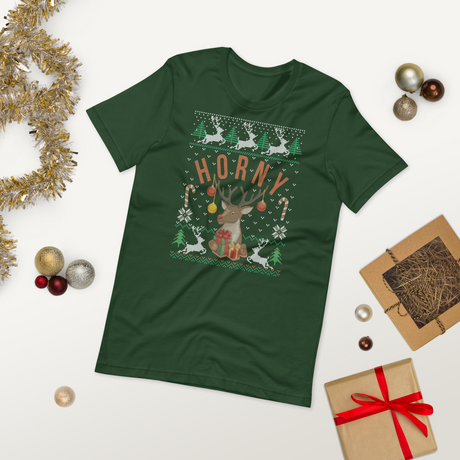 Horny (Ugly Christmas)-Ugly Christmas Apparel-Swish Embassy