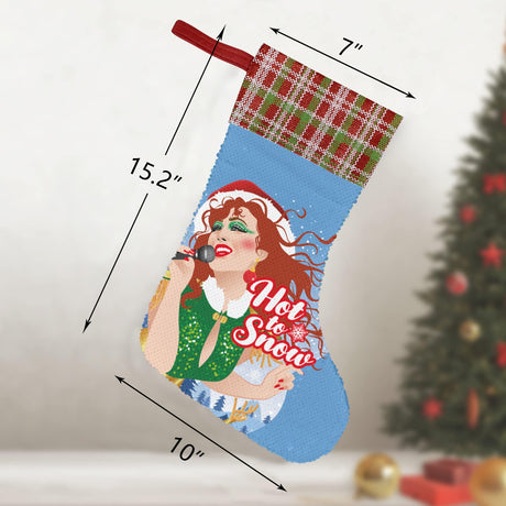 Hot to Snow (Sequin Christmas Stocking)-Christmas Stockings-Swish Embassy