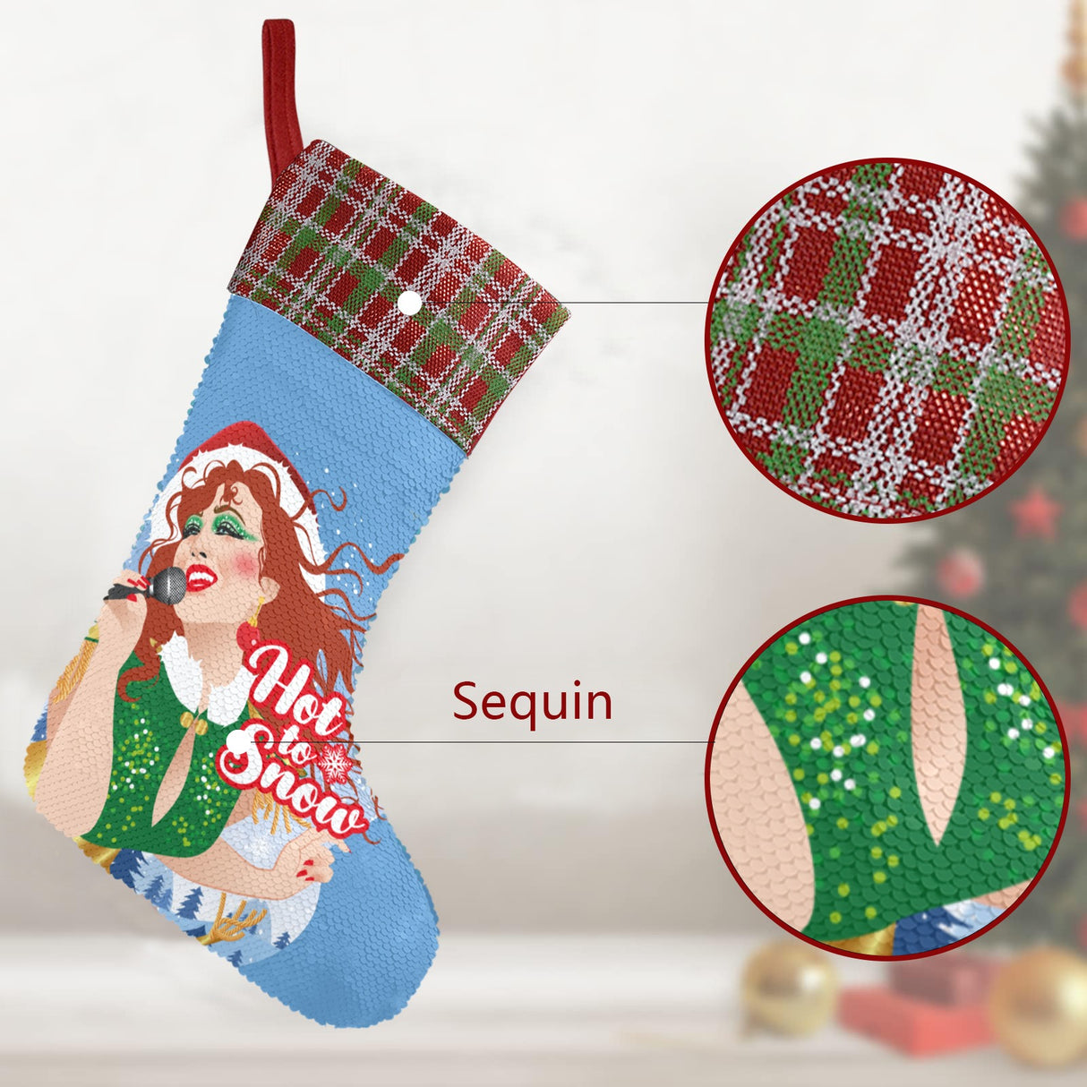 Hot to Snow (Sequin Christmas Stocking)-Christmas Stockings-Swish Embassy