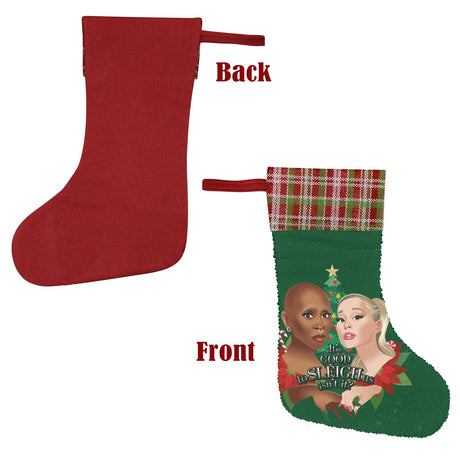 It's Good to Sleigh Us (Sequin Christmas Stocking)-Christmas Stockings-Swish Embassy