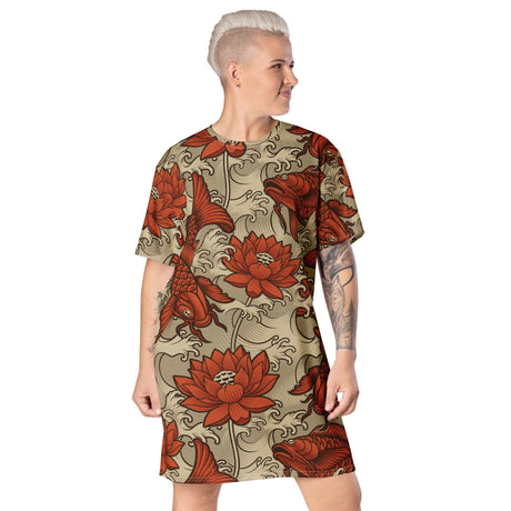 Koi & Lotus (Kaftan Shirt)-Kaftan Shirt-Swish Embassy