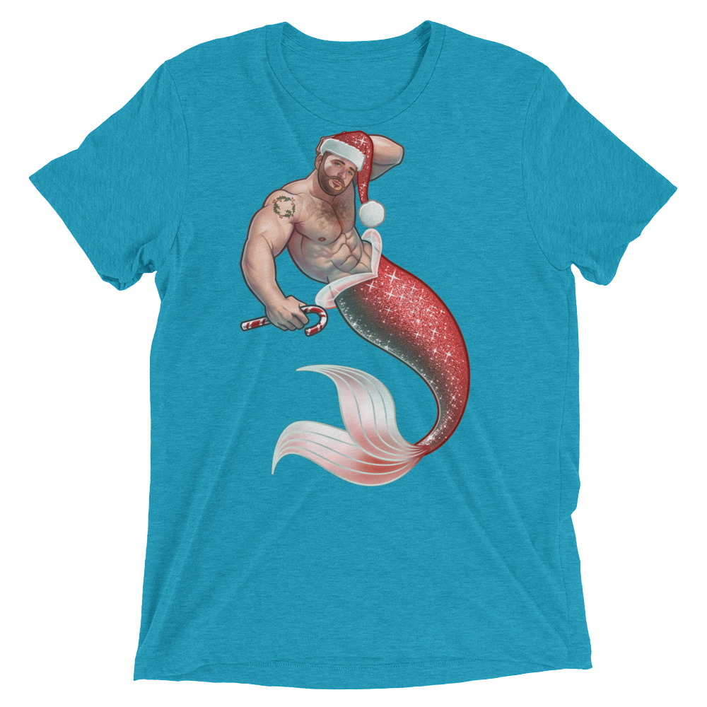 Merman Christmas (Triblend)-Triblend T-Shirt-Swish Embassy