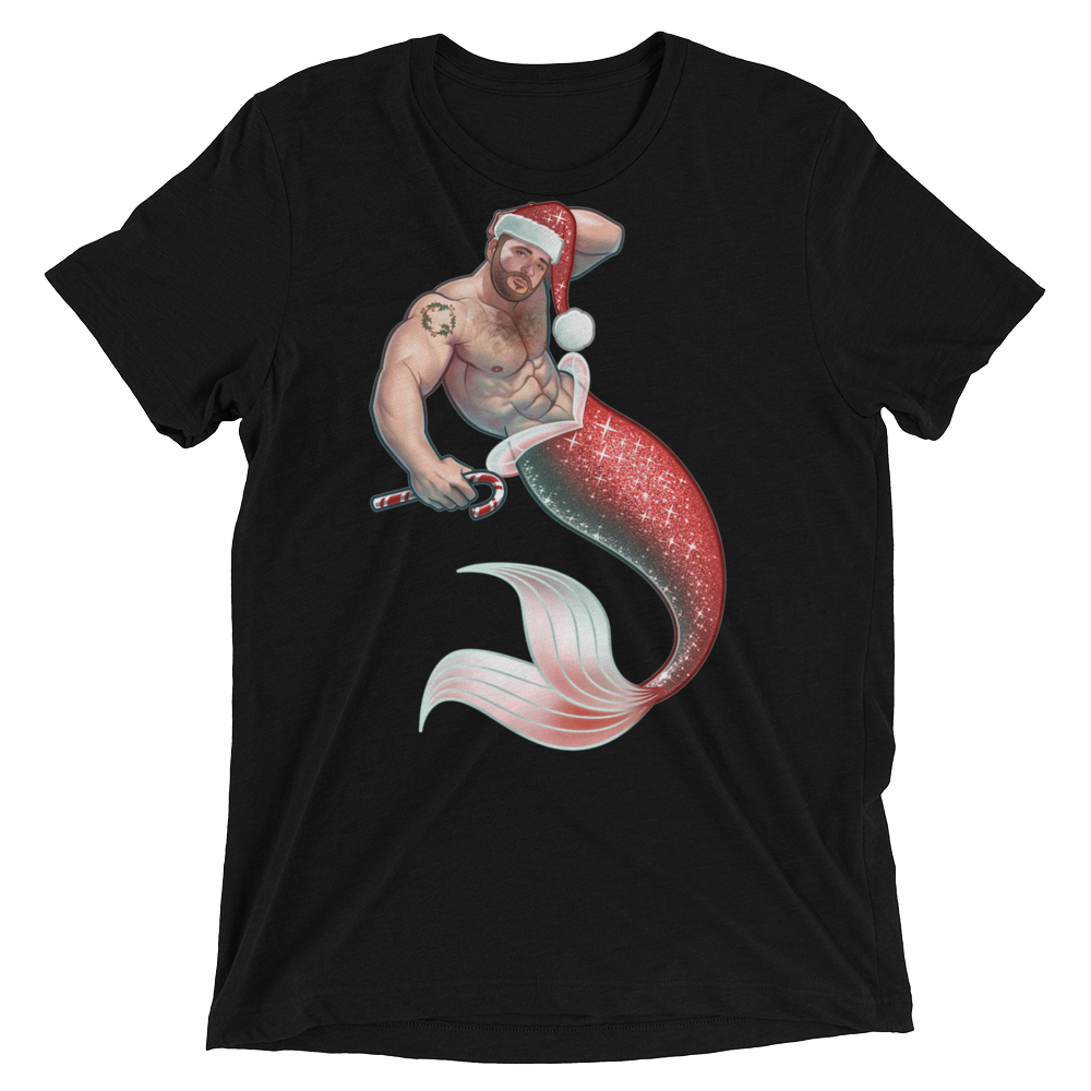 Merman Christmas (Triblend)-Triblend T-Shirt-Swish Embassy