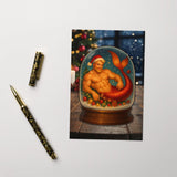 Merman Snowglobe (Christmas Card)-Greeting Card-Swish Embassy