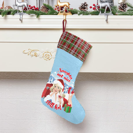Naughty Not Nice (Sequin Christmas Stocking)-Christmas Stockings-Swish Embassy