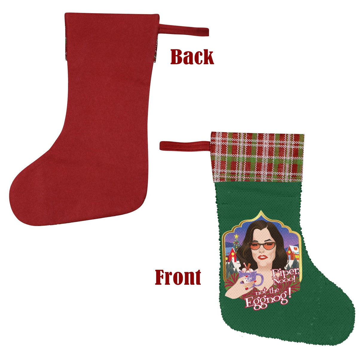 Not the Eggnog (Sequin Christmas Stocking)-Christmas Stockings-Swish Embassy