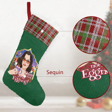 Not the Eggnog (Sequin Christmas Stocking)-Christmas Stockings-Swish Embassy