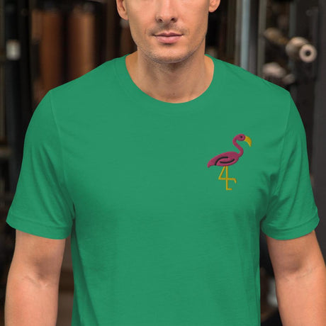 Pink Flamingo (Embroidered)-Embroidered T-Shirts-Swish Embassy