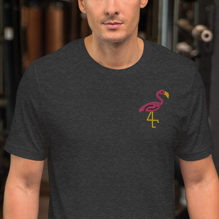 Pink Flamingo (Embroidered)-Embroidered T-Shirts-Swish Embassy