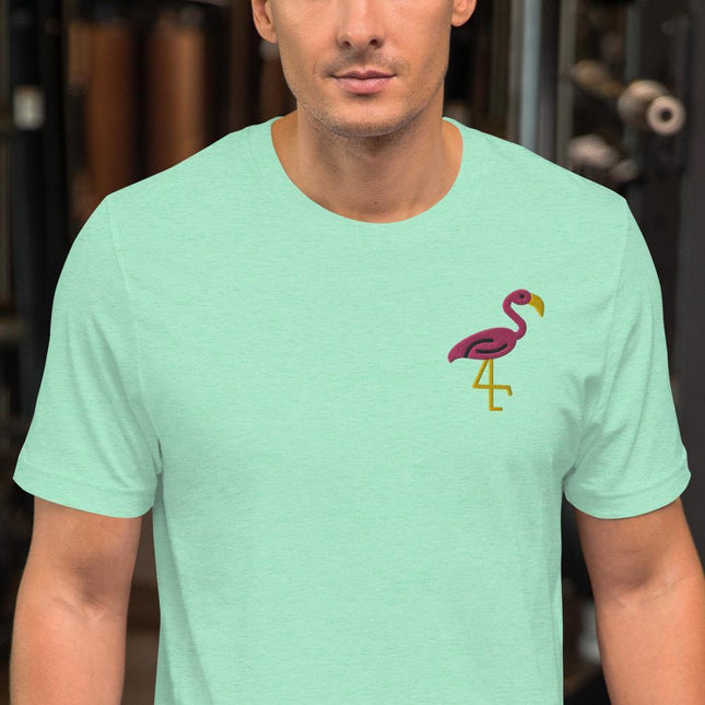 Pink Flamingo (Embroidered)-Embroidered T-Shirts-Swish Embassy