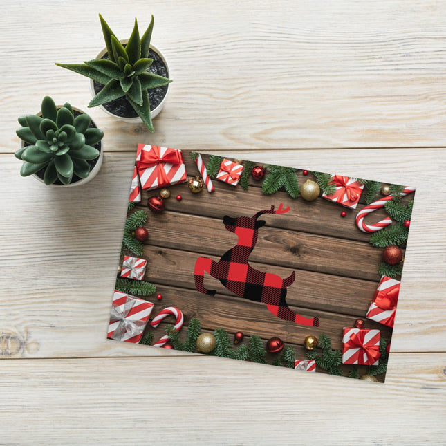 Plaid Reindeer (Greeting card)-Christmas Card-Swish Embassy