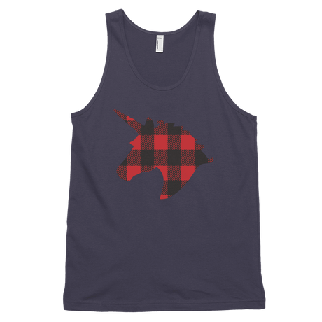 Plaid Unicorn (Tank Top)-Christmas Tank Tops-Swish Embassy