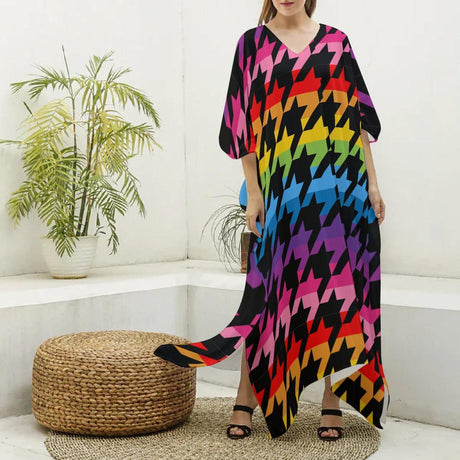 Pride Houndstooth (Kaftan)-Kaftan-Swish Embassy