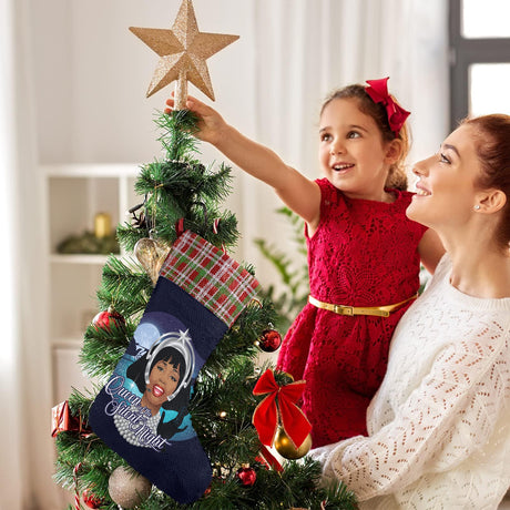 Queen of the Silent Night (Sequin Christmas Stocking)-Christmas Stockings-Swish Embassy