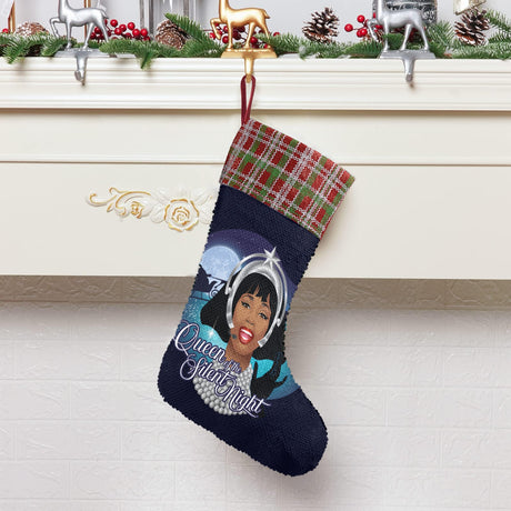 Queen of the Silent Night (Sequin Christmas Stocking)-Christmas Stockings-Swish Embassy