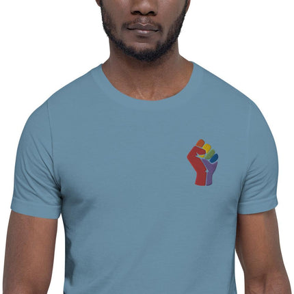 Rainbow Fist (Embroidered)-Embroidered T-Shirts-Swish Embassy