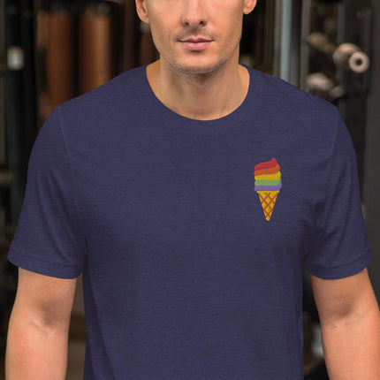 Rainbow Ice Cream (Embroidered)-Embroidered T-Shirts-Swish Embassy